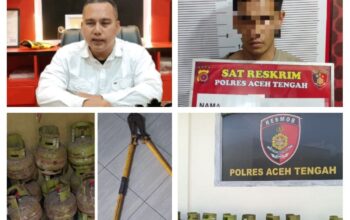 Gerak Cepat, Satreskrim Polres Aceh Tengah Ringkus Satu Pelaku Pencurian Gas Elpiji, 17 Tabung di Sita dan Satu Buah Gunting Potong Besi 