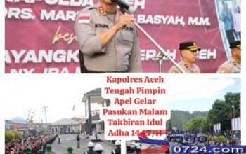Kapolres Aceh Tengah Pimpin Apel Gelar Pasukan Kesiapan Pengamanan Malam Takbiran dan Sholat Idul Adha 1447 H