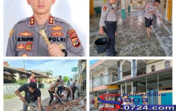 Dalam Menyambut HUT Bhayangkara Ke-80, Polres Aceh Tengah Gotong Royong Membersihkan Masjid dan Salurkan Bantuan