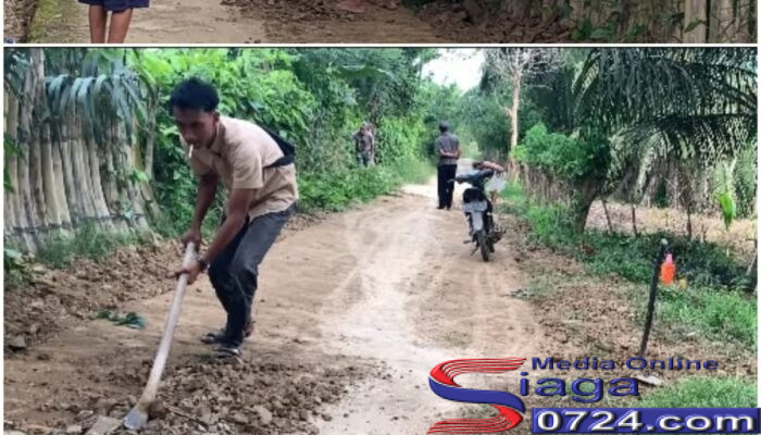 Wujud Kepedulian Terhadap Lingkungan, Warga Kampung Marlempang Gotong Royong Benahi Jalan Desa