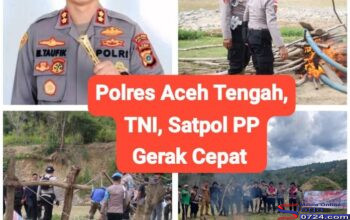 Polisi Polres Aceh Tengah, TNI, dan Satpol PP Patroli Gabungan Sisir Dugaan Lokasi PETI di Kecamatan Linge