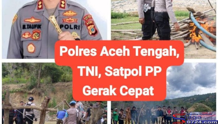 Polisi Polres Aceh Tengah, TNI, dan Satpol PP Patroli Gabungan Sisir Dugaan Lokasi PETI di Kecamatan Linge