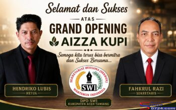 Hadiri Grand Opening Aizza Kupi, Ketua DPD SWI Ajak Elemen Masyarakat Bersatu Demi Kebangkitan Aceh Tamiang